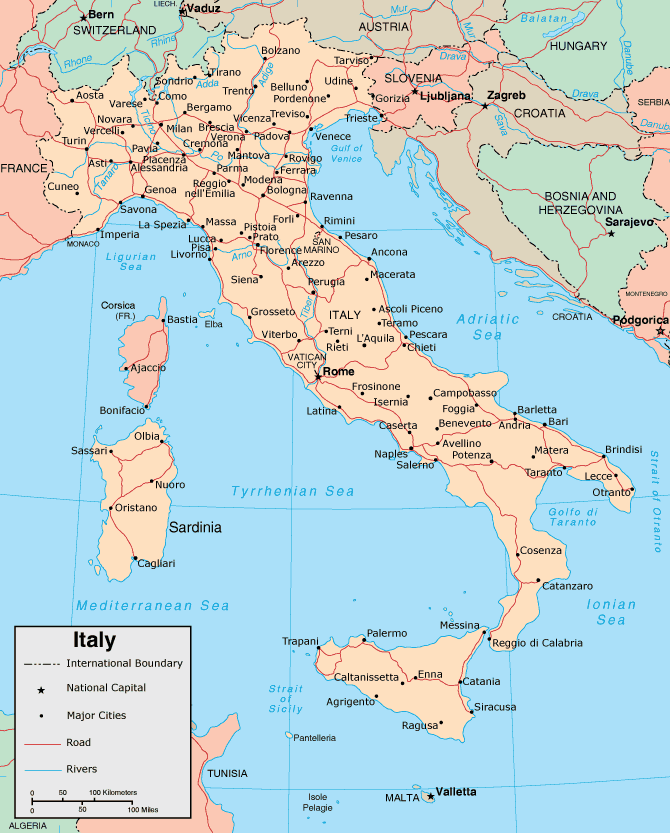 Mapa Con Ciudades De Italia