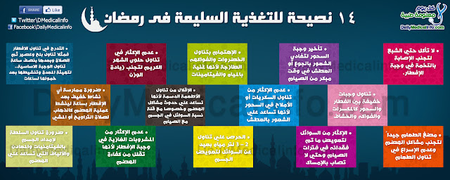 14 نصيحة للتغذية السليمة في رمضان 14 نصيحة للتغذية السليمة في رمضان