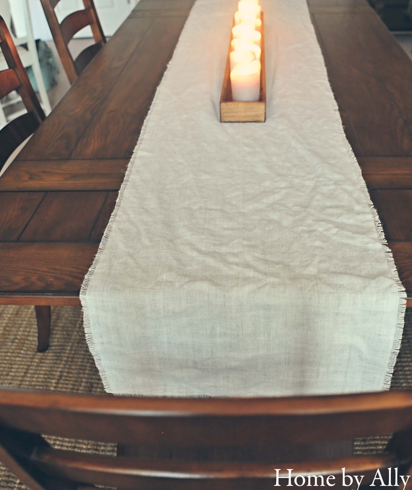 DIY no sew burlap table runner Home by Ally