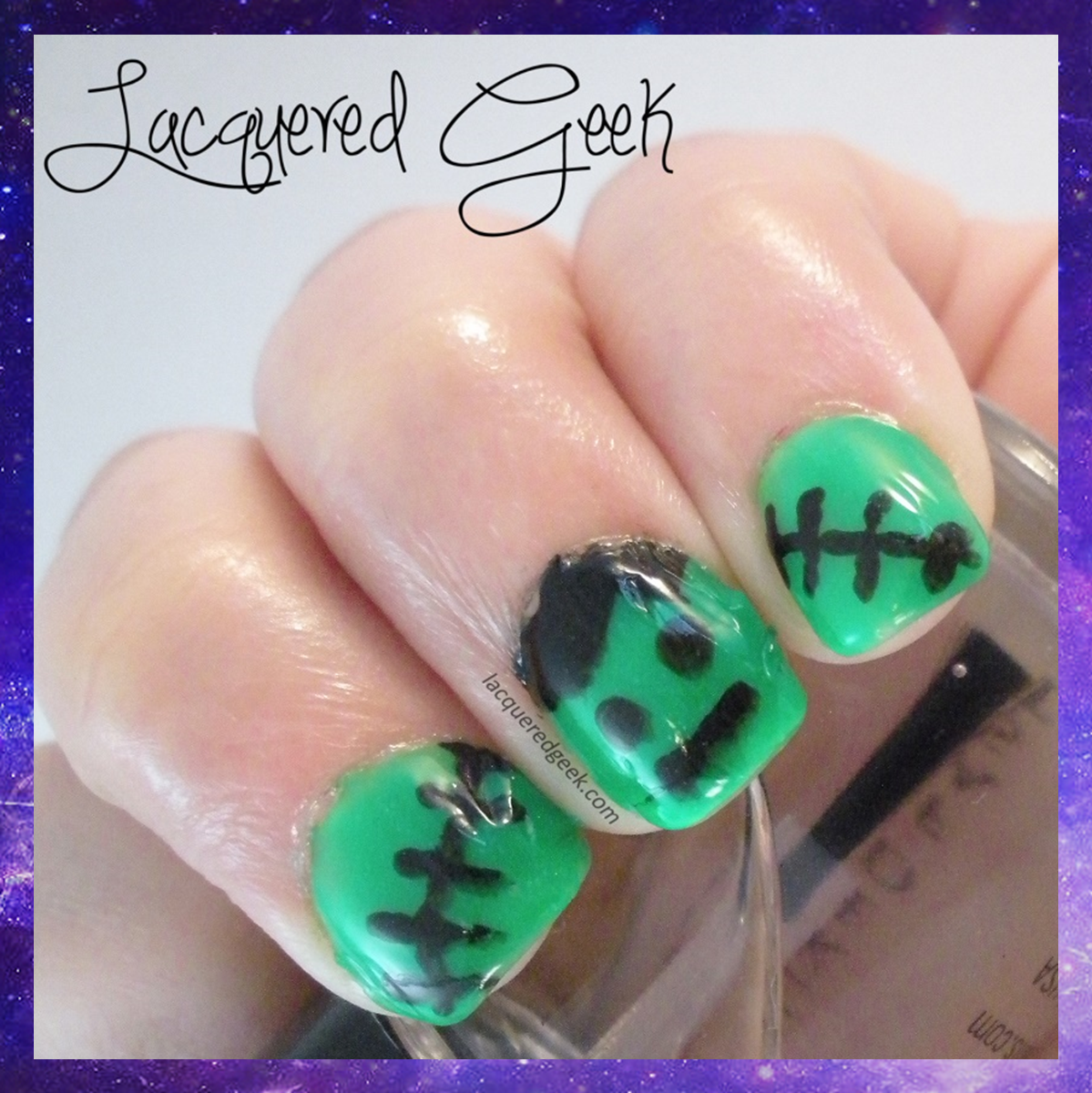 Halloween nail art Frankenstein