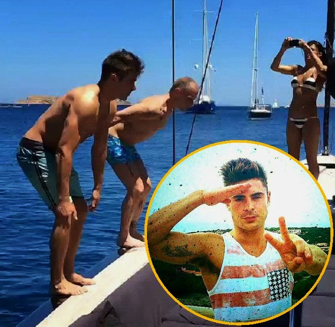 Michelle Rodriguez shows off bikini body in Sardinia Italy, While Zac Efron not Still on her Black Bikini, the 35-year-old changed her lonely holiday to joined with Zac Efron and Italian businessman, Gianluca Vacchi as they was pictured to relaxing on the yacht in Sardinia, Italy on Wednesday, July 2, 2014.