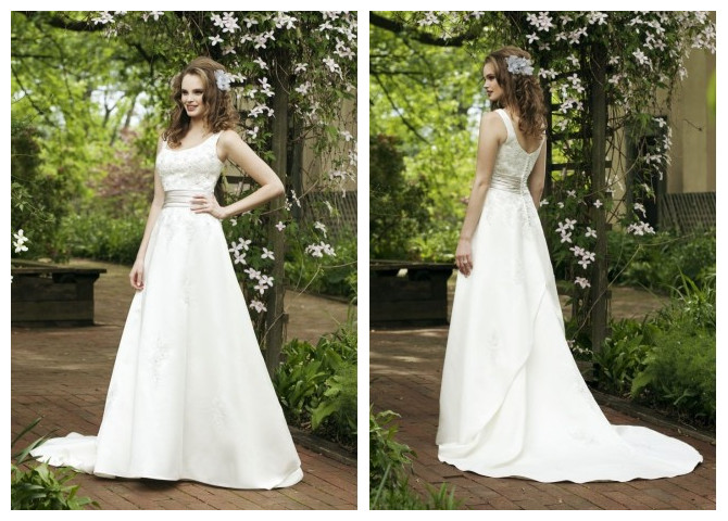 Satin Scoop A-Line Elegant Wedding Dress