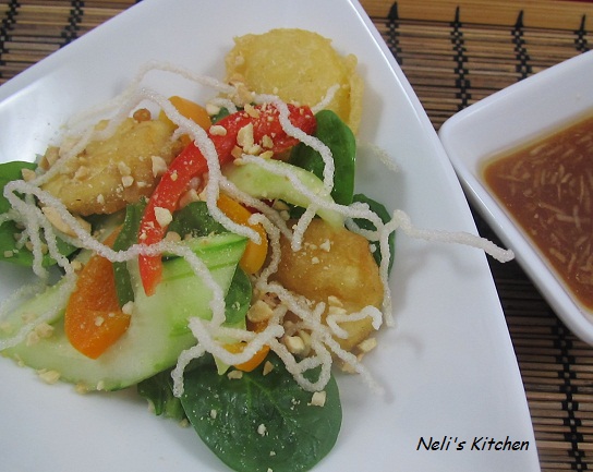 Asian Garden Salad with Tofu and Tamarind Dressing
