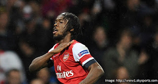 Arsenal's Gervinho after scoring against Olympiacos
