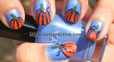Pumpkin nail art for Hallowe'en manicure with OPI Chop sticking to my story and Zoya Jo for Halloween nail art challenge