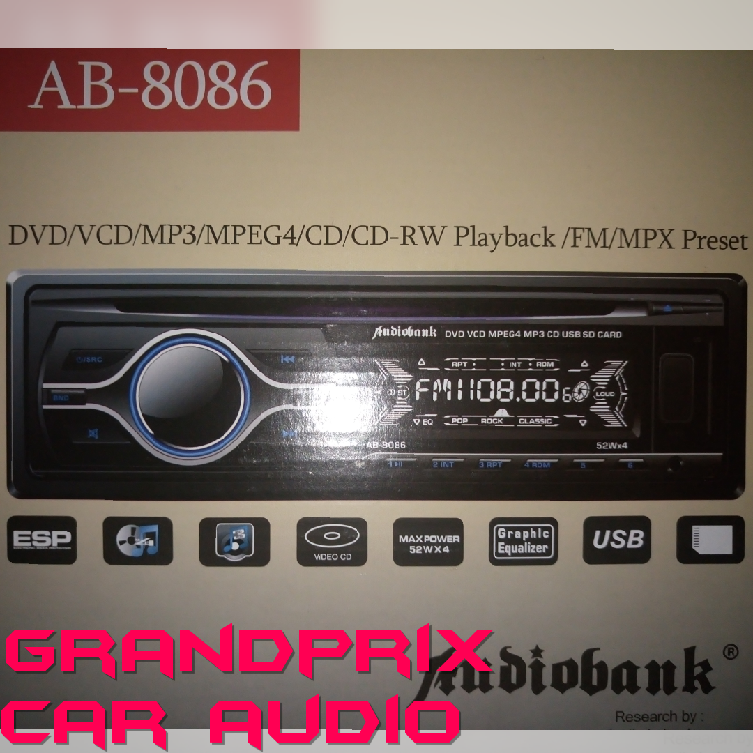Head unit dvd player usb singel din audiobank ab8086