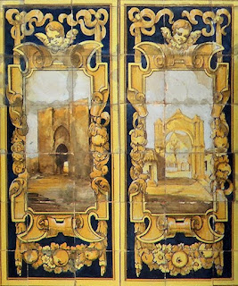 Plaza de España, Sevilla - Azulejo de Ciudad Real (Motivo central, laterales)