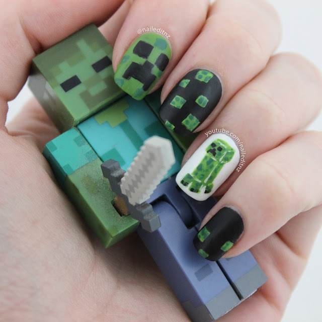 Nail Art Mash Up 4 Birthday M S Minecraft More Click The Image To Watch Tutorial For These Minecraft Nails