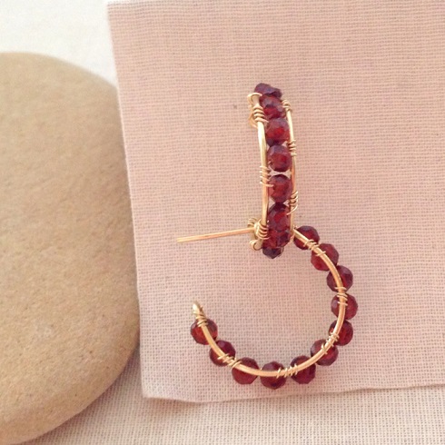 wire earrings wrap tutorial wrapped channel hoop garnet diy beads rondelle jewelry handmade earring lisa lisayangjewelry gold yang arame projects