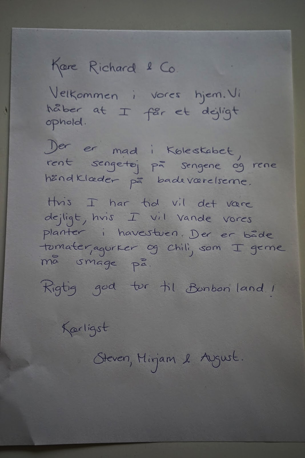 Richard Bjerkoe - Robust Dad - Nice Note from Family