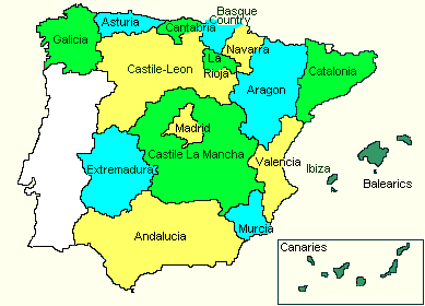 Espagne Carte Departement Région