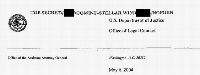 Classification marking of the 2004 DoJ memorandum about STELLARWIND
