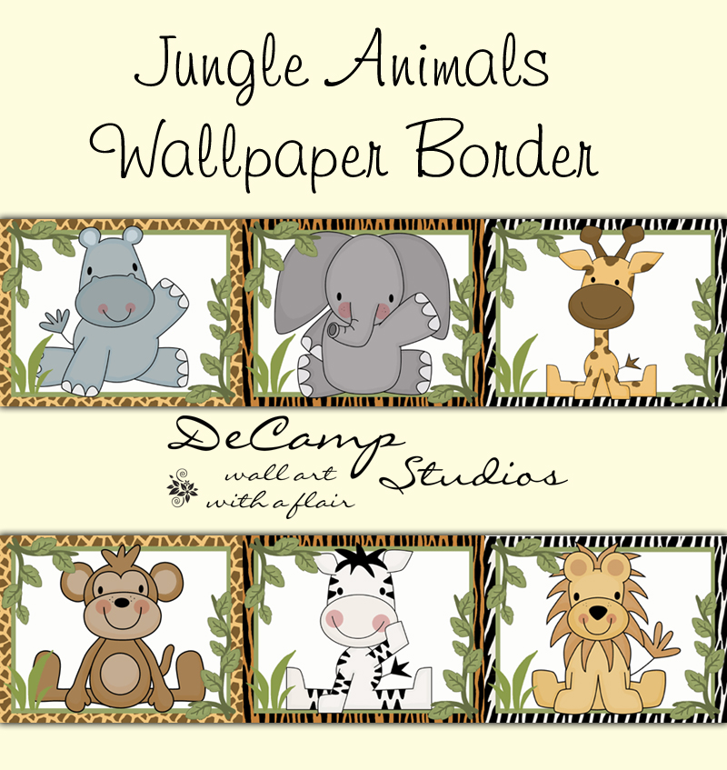 decamp studios cute jungle animals wallpaper border wall decals