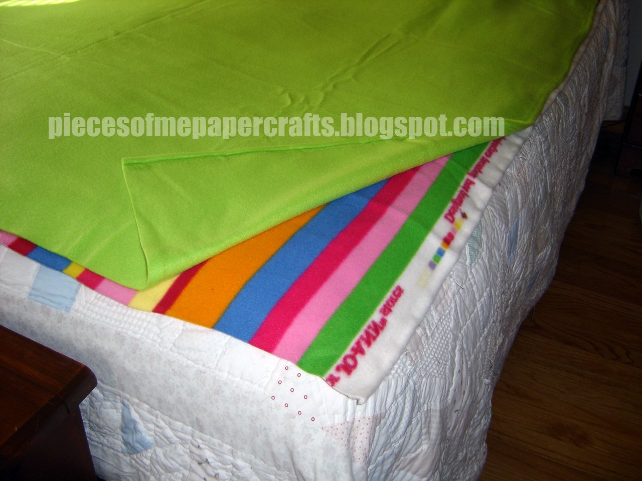 Pieces of Me Scrapbooking & Paper Crafts NoSew Blanket Tutorial