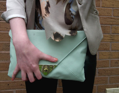 ASOS mint green envelope clutch bag
