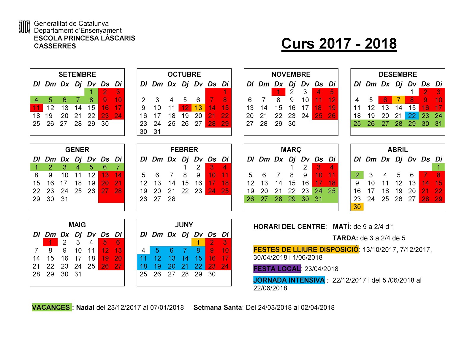 CALENDARI 2017-2018