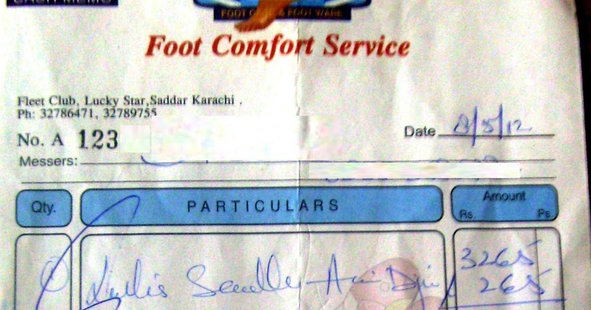 Pakistan Scan Receipt of Foot Comfort Service from Lucky Star, Saddar