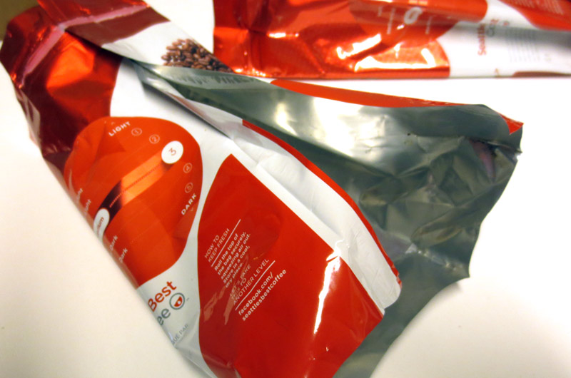 Turning old coffee bags into a messenger bag