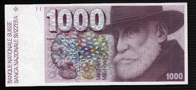Switzerland currency 1000 Swiss Francs banknotes images