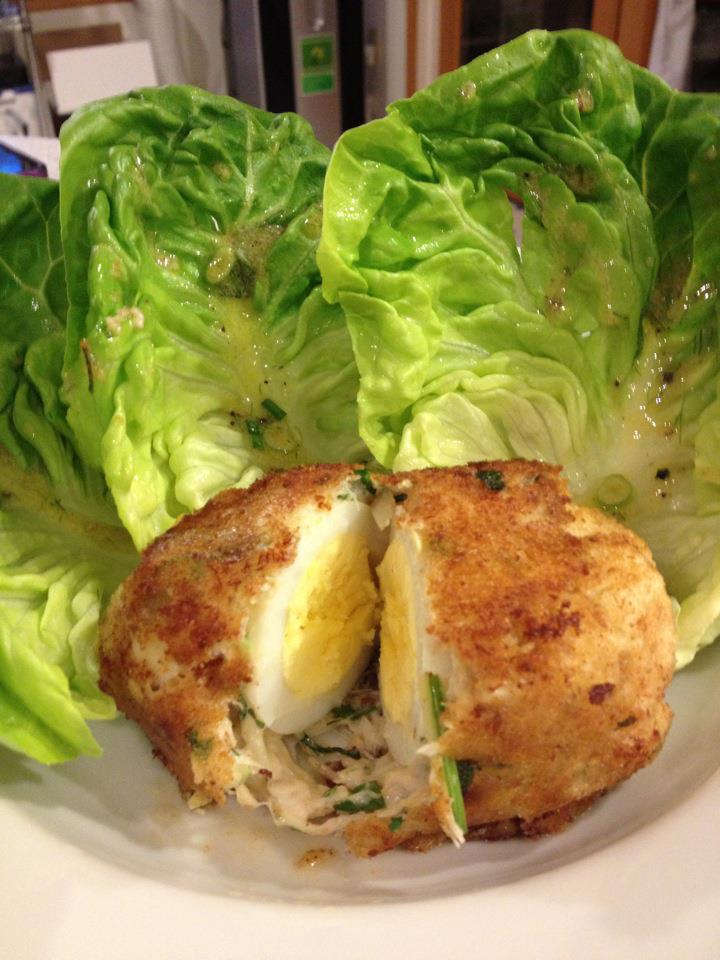 Insatiably Epicurious... Fennel Crab Cake Scotch Egg on Bouchon Butter