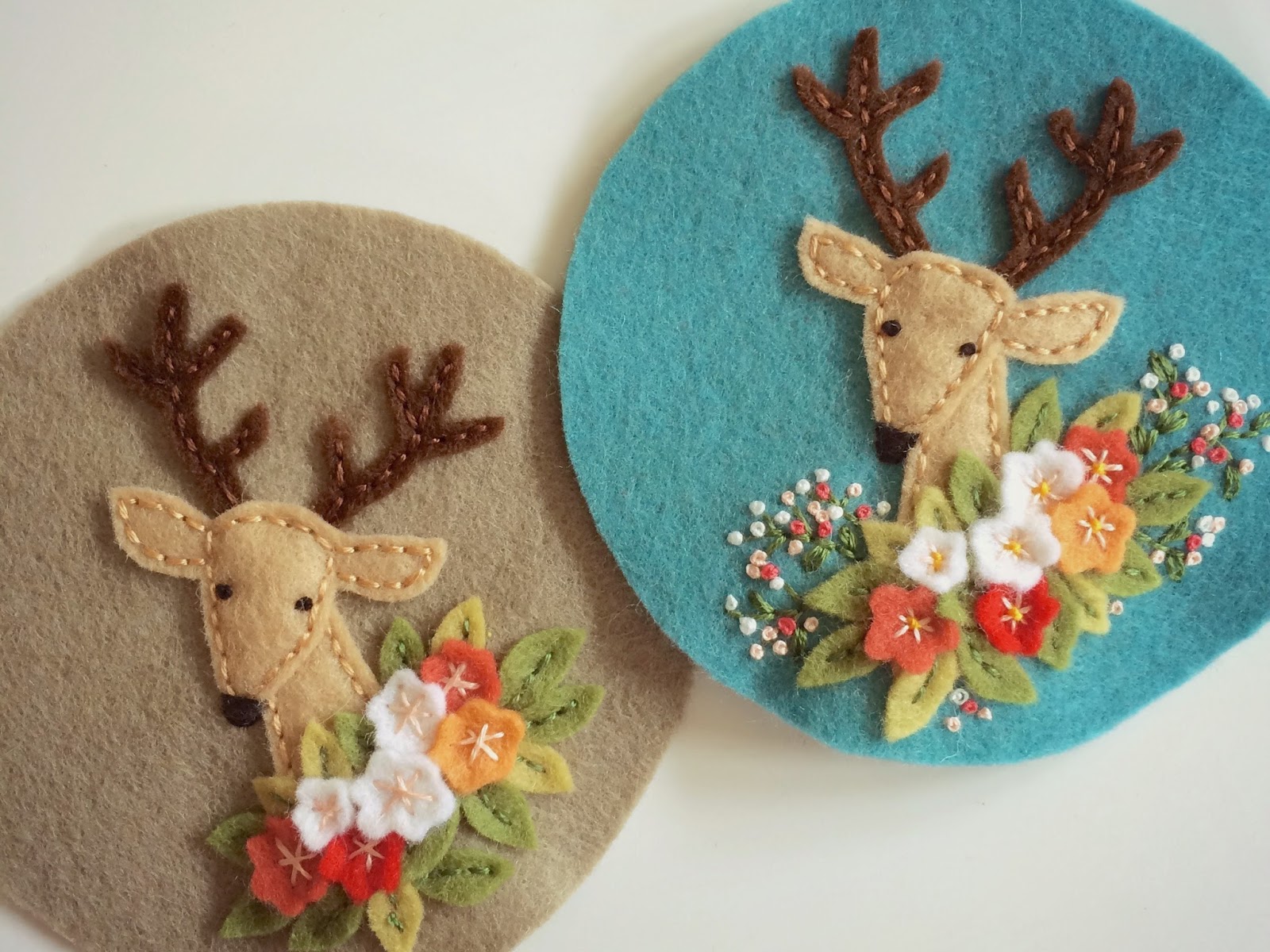 Fabric And Ink and Everyday Life Deer And Flowers Pincushion