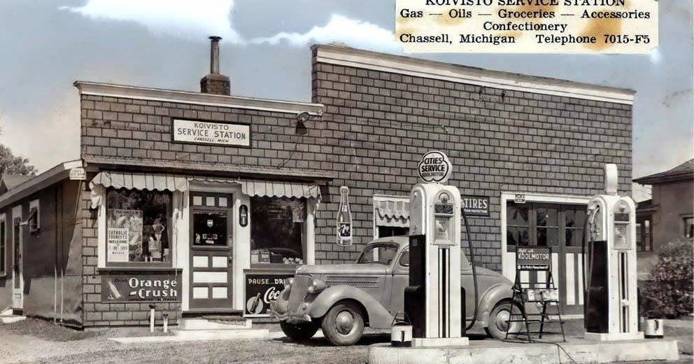 Just A Car Guy Chassell Michigan preWW2 gas station