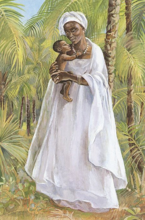 Mafa022 Virgin and the child Jesus in a palm grove