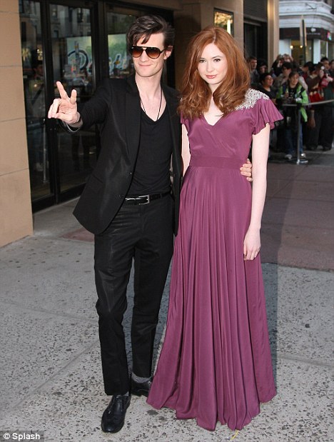 Karen Gillan Favourite Outfits 3 Here with Matt Smith in a long purple 