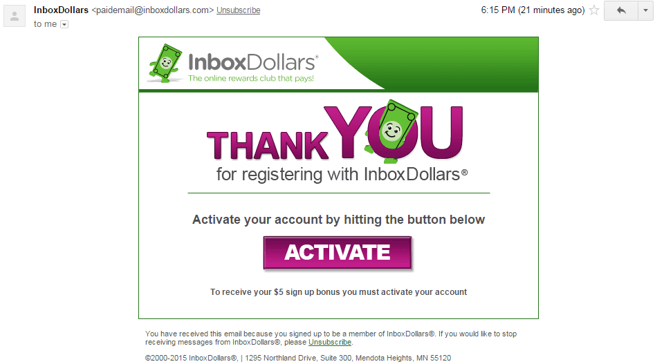 Verification mail | Inbox dollars