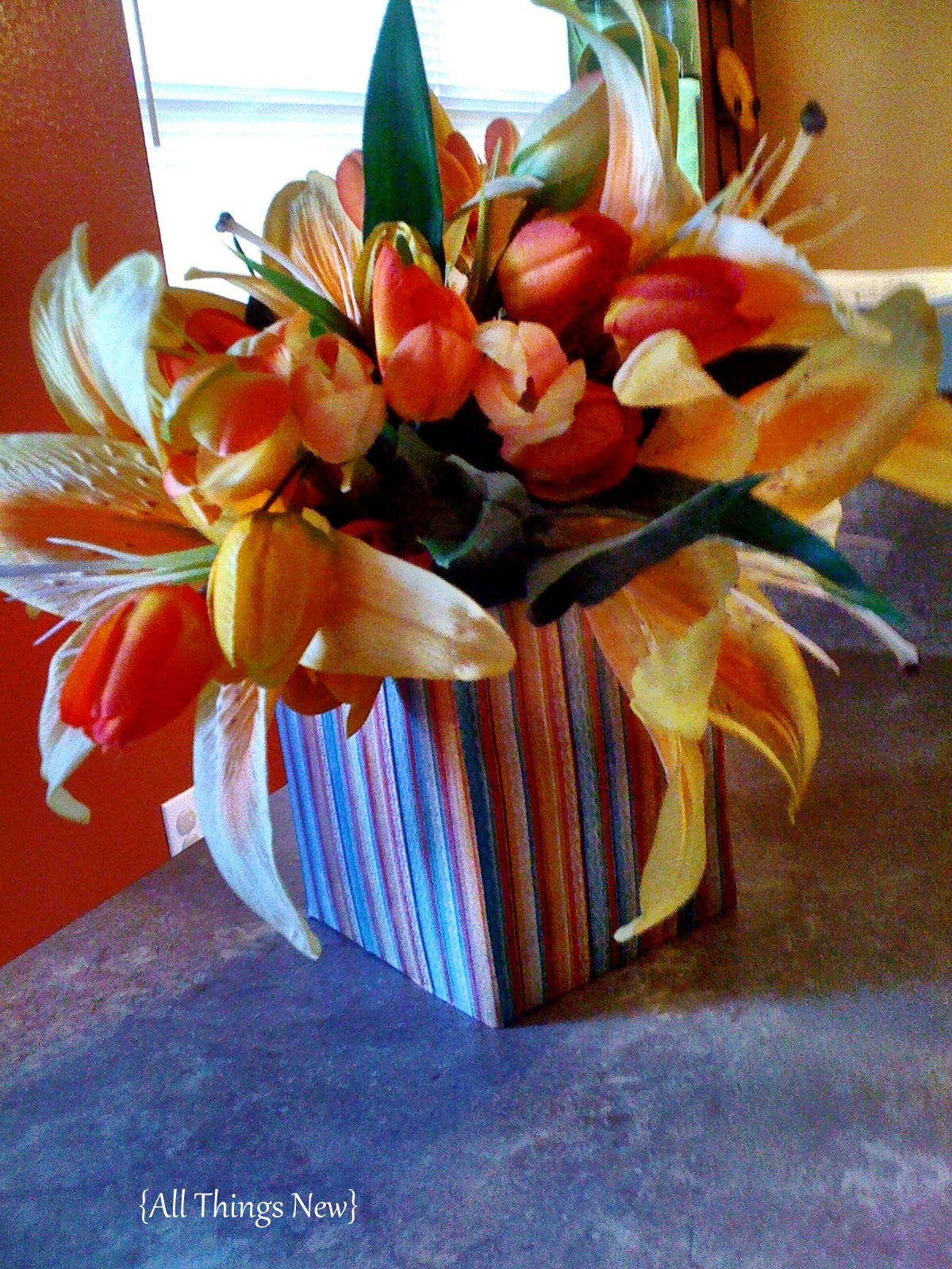 {All Things New} DIY Floral Arrangement Made From a Kleenex Box