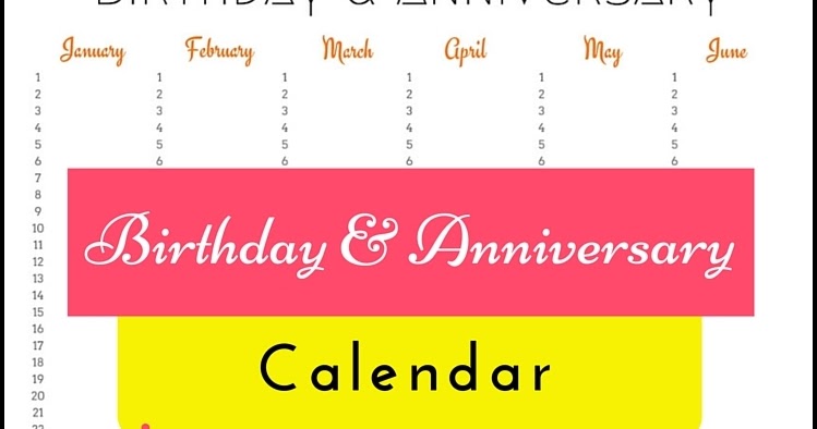 birthdays and anniversaries calendar