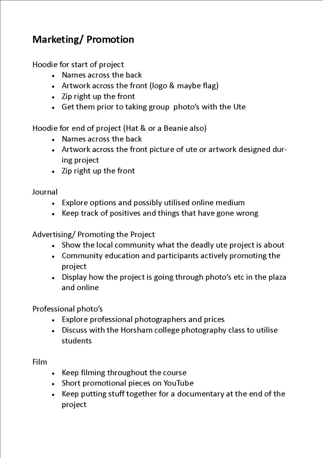 Promotion Ideas