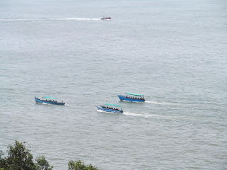 Long view of Sea with boats