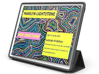 Invitation to Marilyn Lightstone Show : New Directions April 12-28, 2012 @ Latitude 44 Gallery Framing Décor, Toronto, collage by artjunction.blogspot.com