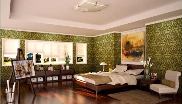 Refreshing Green Bedroom Nuance And Elegant Exclusive Home