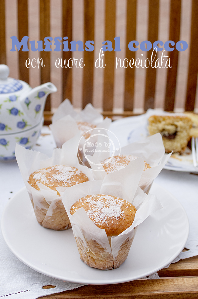 muffins al cocco con cuore di nocciolata