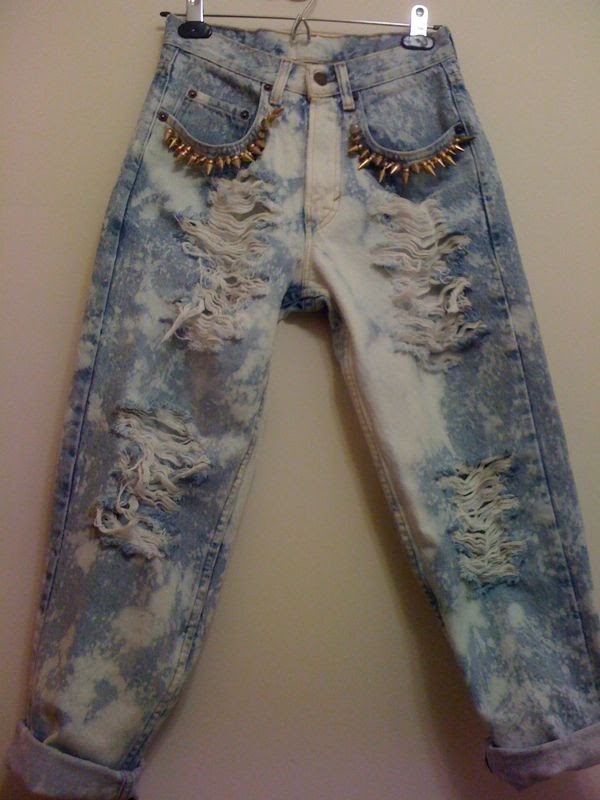 Fashion Crackheads DIY Inspiration Bleach Distressed Jeans with Spike