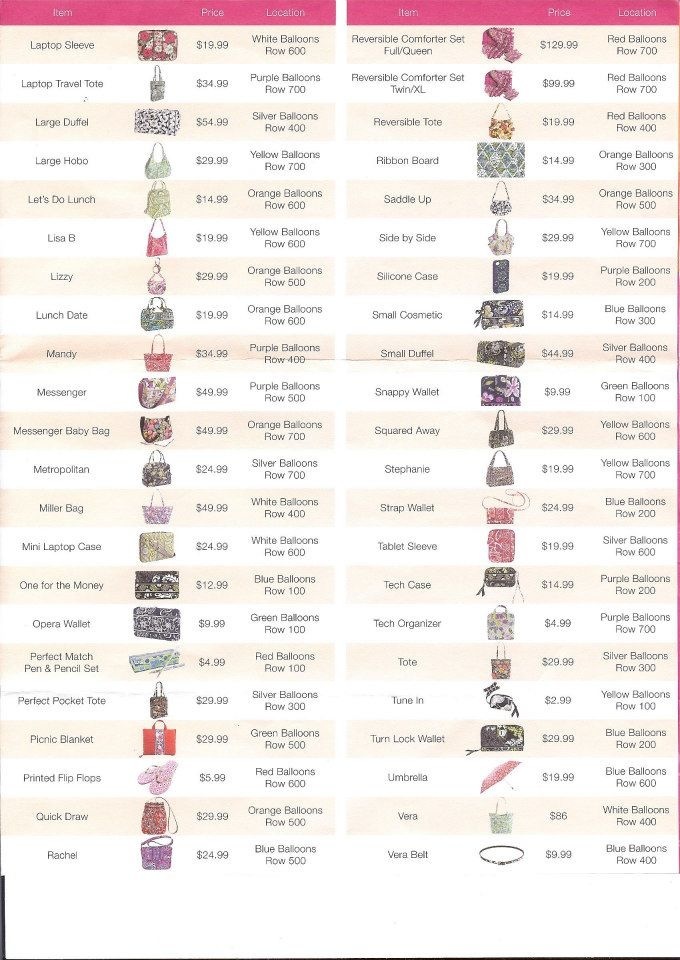 A Very Vera World Vera Bradley Outlet Sale 2013 Price List