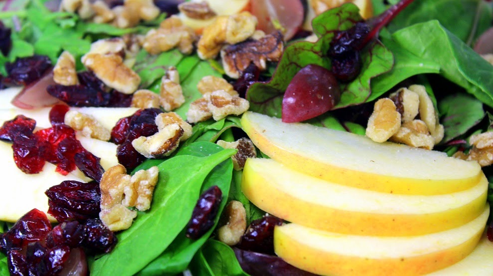 52 Ways to Cook Mixed Greens with Apple, Grapes Craisins, Walnuts and Apple Vinaigrette 52