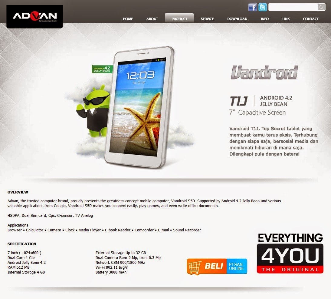 Harga Tablet Terbaru 2015 Spesifikasi Dan Harga Tablet Advan Vandroid Tij Terbaru 2015
