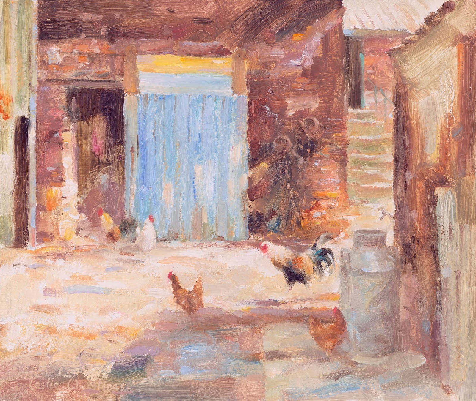 The Boss Painting of Cockerels and hens in a farmyard