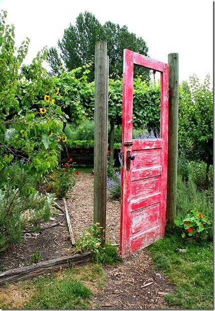The Antiquer's Field Guide: Through The Garden Gate A solid door works well, but you may consider a door with glass panes to extend the view of the garden. - The Antiquer's Field Guide: Through The Garden Gate
