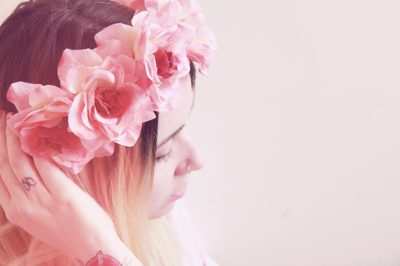 big pink floral crown