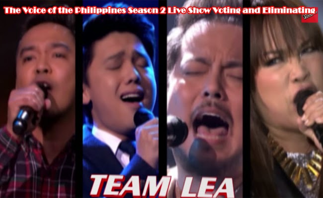 The Voice of the Philippines Season 2 Live Show Voting and Eliminating Team Sarah and Team Lea Part 1 February 8, 2015 The Voice of the Philippines Season 2 Live Show Voting and Eliminating Team Sarah and Team Lea Part 1 February 8, 2015