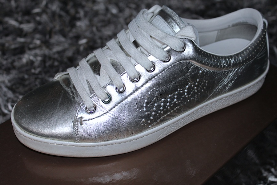 designer silver sneakers