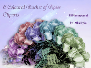 6 Coloured Bucket Roses Cliparts in PNG transparent High Quality, Cliparts, Digital Art, Graphic Design