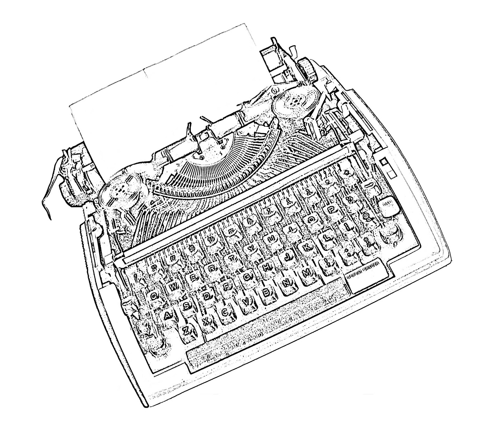 Stock Pictures Typewriter photograph and sketch