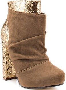 Ankle Boots Glitter Ankles Boot Glitters AnkleBoots: Michael Antonio Mills Boot Taupe Velvet AnkleBoot: 5 Inch Block Heel Boot Silhouette 3/4 Inch Hidden Platform