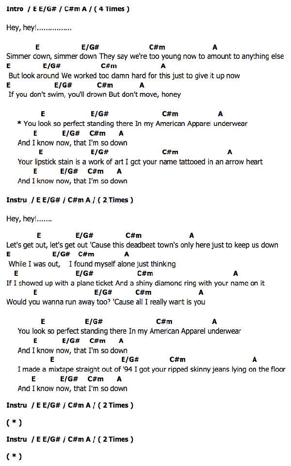 คอร์ด เนื้อเพลง She Looks So Perfect 5 Seconds Of Summer Chordza คอร์ดเพลง คอร์ดกีต้าร์ เนื้อ