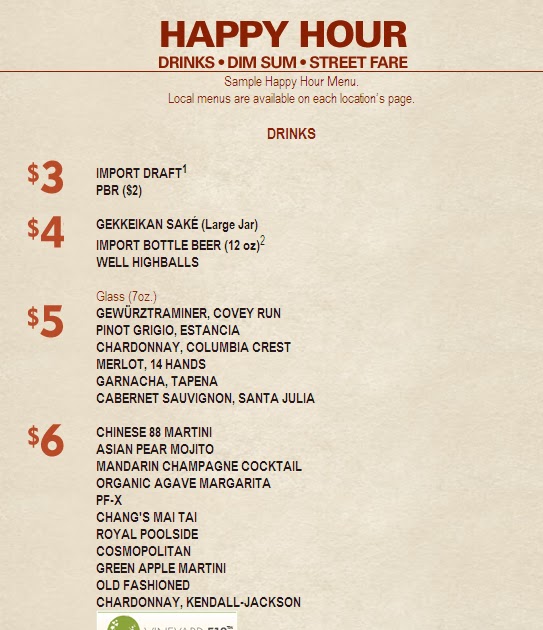 Walnut Creek's Ultimate Happy Hour Guide P.F. Chang's 7 DayAWeek